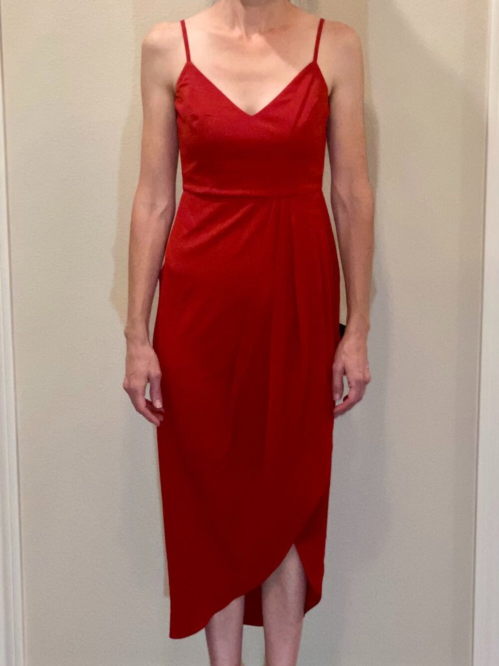 Lulus Silky Red Midi Dress XS NWT
